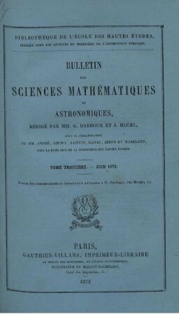 Tome Troisième - Juin 1872.