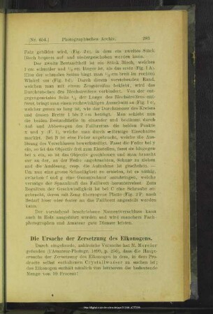Die Ursache der Zersetzung des Eikonogens