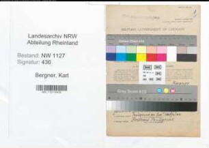 Entnazifizierung Karl Bergner , geb. 05.10.1886 (Foerster)