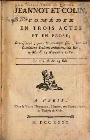 Jeannot et Colin : Comédie en 3 actes et en prose