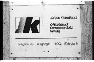 Kleinbildnegativ: Druckerei Jürgen Kleindienst, 1981