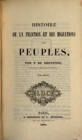 Histoire de la filiation et des migrations des peuples, 2