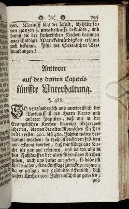 Antwort auf des dritten Capitels fünffte Unterhaltung.
