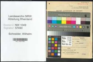 Entnazifizierung Wilhelm Schneider , geb. 13.09.1895 (Kaufmann)
