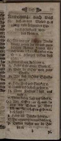 Anweisung, nach was für bekannten Melodeyen einige von folgenden Liedern gesungen werden können.