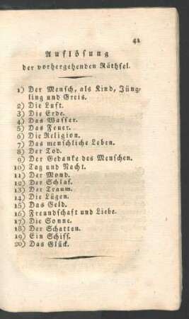 Aufloesung der vorhergehenden Räthsel.