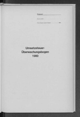Muster des Umsatzsteuer-Überwachungsbogens 1980