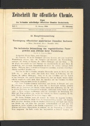Heft I. 15. Januar 1903.
