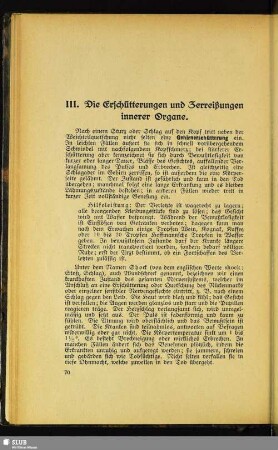 III. Die Erschütterungen und Zerreißungen innerer Organe