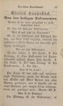 Viertes Hauptstück. Von den heiligen Sakramenten.