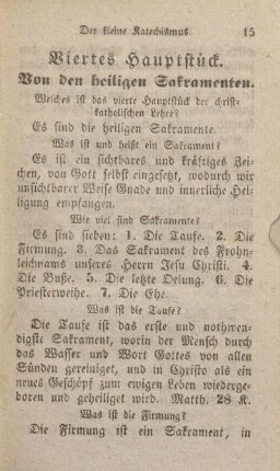 Viertes Hauptstück. Von den heiligen Sakramenten.