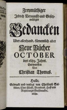 October des 1689. Jahrs.