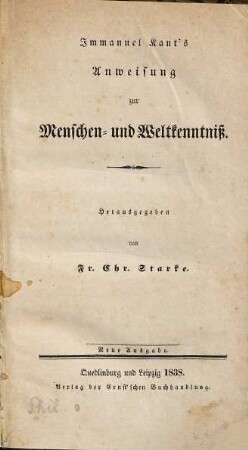 Anweisung zur Menschen- und Weltkenntniß