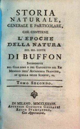 Storia Naturale Generale E Particolare : Che Contiene L'Epoche Della Natura, 2