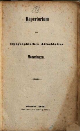 Repertorium des topographischen Atlasblattes Memmingen