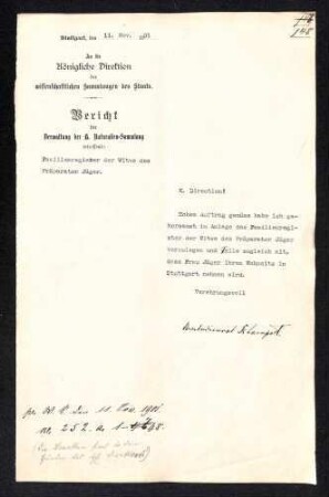 Bericht der Verwaltung der K. Naturaliensammlung