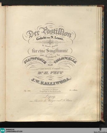 Der Postillion : für eine Singstimme mit Begleitung des Pianoforte und Violoncelle; op. 105