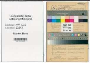 Entnazifizierung Hans Franke , geb. 26.01.1919 (Kaufmaennischer Angestellter)
