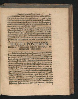 Sectio Posterior. Sensum Verborum Christi Proprium Ac Genuinum Inquirens.
