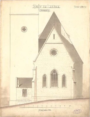 Dolmetsch, Heinrich; Lustnau; Ev. Pfarrkirche, Restaurierung - Chor Ostseite (Ansicht)