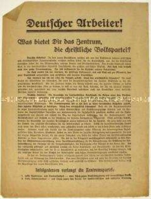 Aufruf der Zentrumspartei zur Wahl der Nationalversammlung 1919