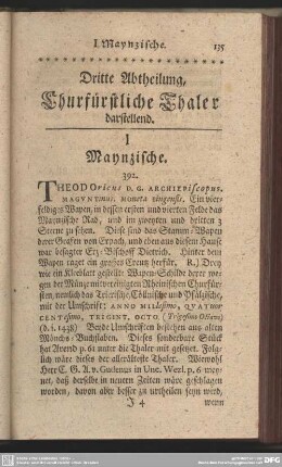 Dritte Abtheilung. Churfürstliche Thaler darstellend