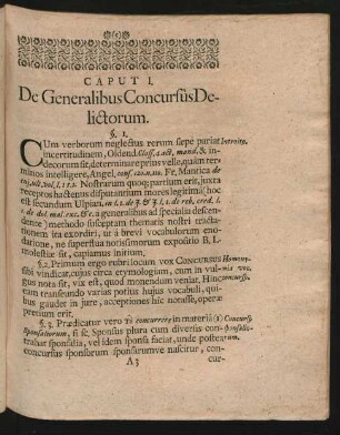 Caput I. De Generalibus Concursus Delictorum.