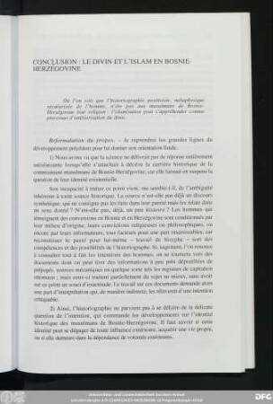 Conclusion: Le Divin Et L'Islam En Bosnie-Herzégovine