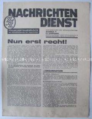 Mitteilungsblatt für Funktionäre des Zentralverbandes der Angestellten "Nachrichtendienst"