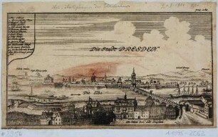 Ansicht von Dresden, Blick von der heutigen Neustadt über die alte Augustusbrücke auf die Altstadt