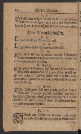 Von Vermächtnissen.