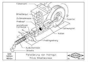 Pelletierung von Halmgut. Prinzip Brikettierpresse