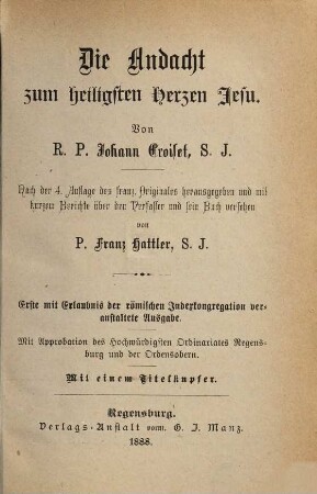 Die Andacht zum heiligsten Herzen Jesu