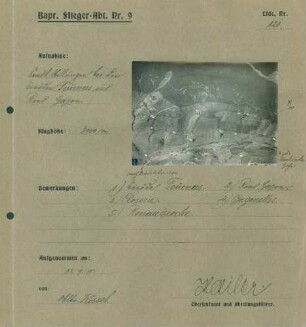Foto feindlicher Stellungen bei den Einöden Tournees und Rond-Gazon (Luftbild)