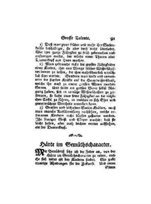 Härte im Gemüthscharacter