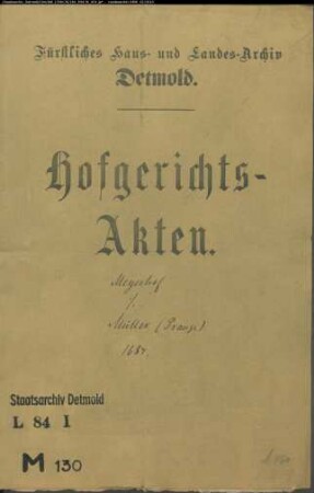 Meyerhof, Ecbert Felix gegen Witwe Vogt Dietrich Müllers Erben bzw. Stadt Lemgo - Schuldforderung