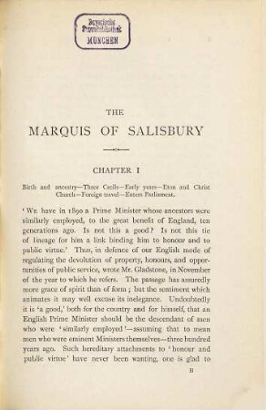 The Marquis of Salisbury : [Robert, Marquis of Salisbury]
