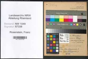 Entnazifizierung Franz Rosenstein , geb. 08.04.1893 (Angestellter)