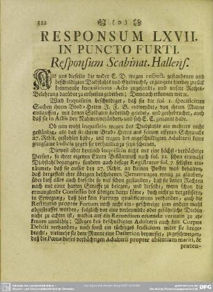 Responsum LXVII. In Puncto Furti