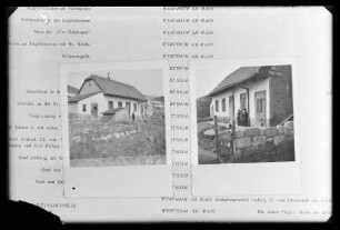 Reproduzierte Fotos: Zwei Aufnahmen eines einfachen kleinen Hauses