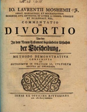 Commentatio de divortio