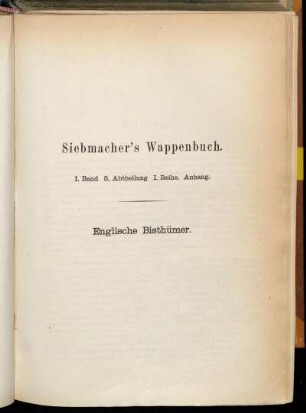 Anhang. Englische Bisthümer.