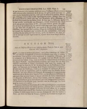 Section XVIII. Suite de l´Histoire d´Espagne jusqu´au dernier Traité de Paix de cette Couronne avec l´Angleterre.
