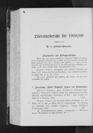 Literaturbericht für 1908/09
