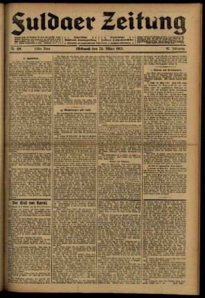 Erste Ausgabe vom Mittwoch, den 26. März 1913.