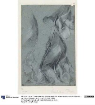 Draperie für die Gestalt der Maria, die die Muttergottes stützt im Gemälde der Kreuzabnahme in der Capella di San Bernardino im Dom von Perugia