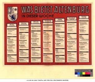 Originaltitel: Was bietet Altenburg in dieser Woche 27. Dezember 1948 bis 2. Januar 1949 Mitgeteilt vom Städtischen Kulturamt Altenburg