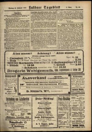 Zweite Ausgabe vom Montag, den 21. Februar 1921.