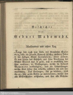 Geschichte der Geburt Mahomeds