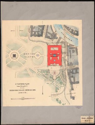 Reichstag, Berlin Zweiter Wettbewerb: Situationsplan vom Bauplatz 1:1000